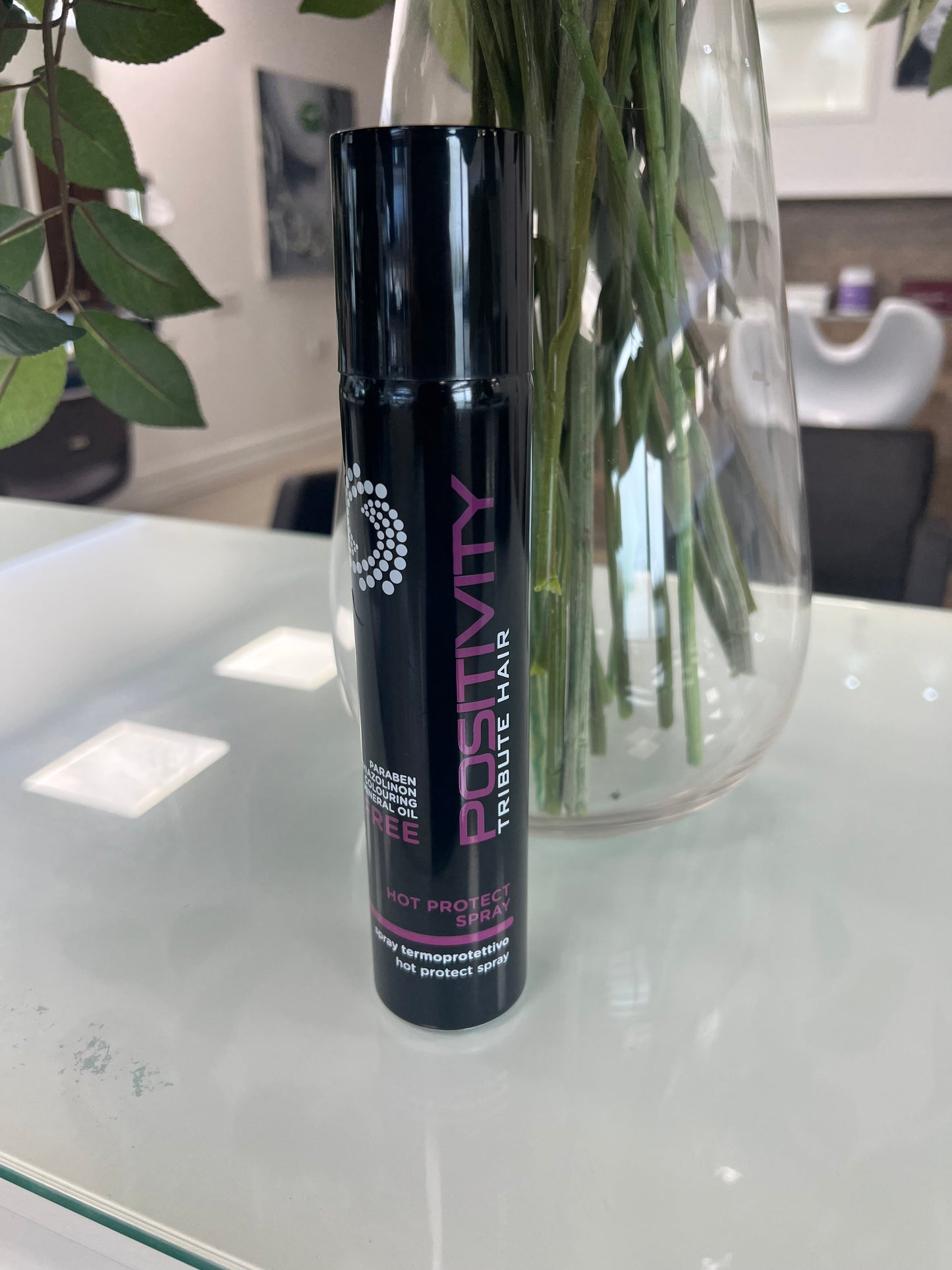 Positivity hot protect spray.